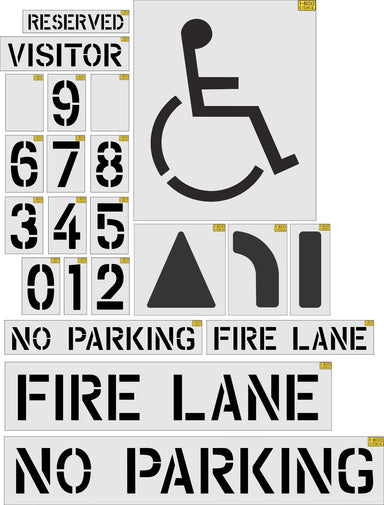 (22-piece) Parking Lot Pavement Marking Intermediate Stencil Set