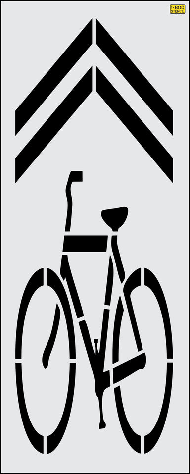 72" Georgia DOT Bike Lane Symbol w/ Chevron Stencil