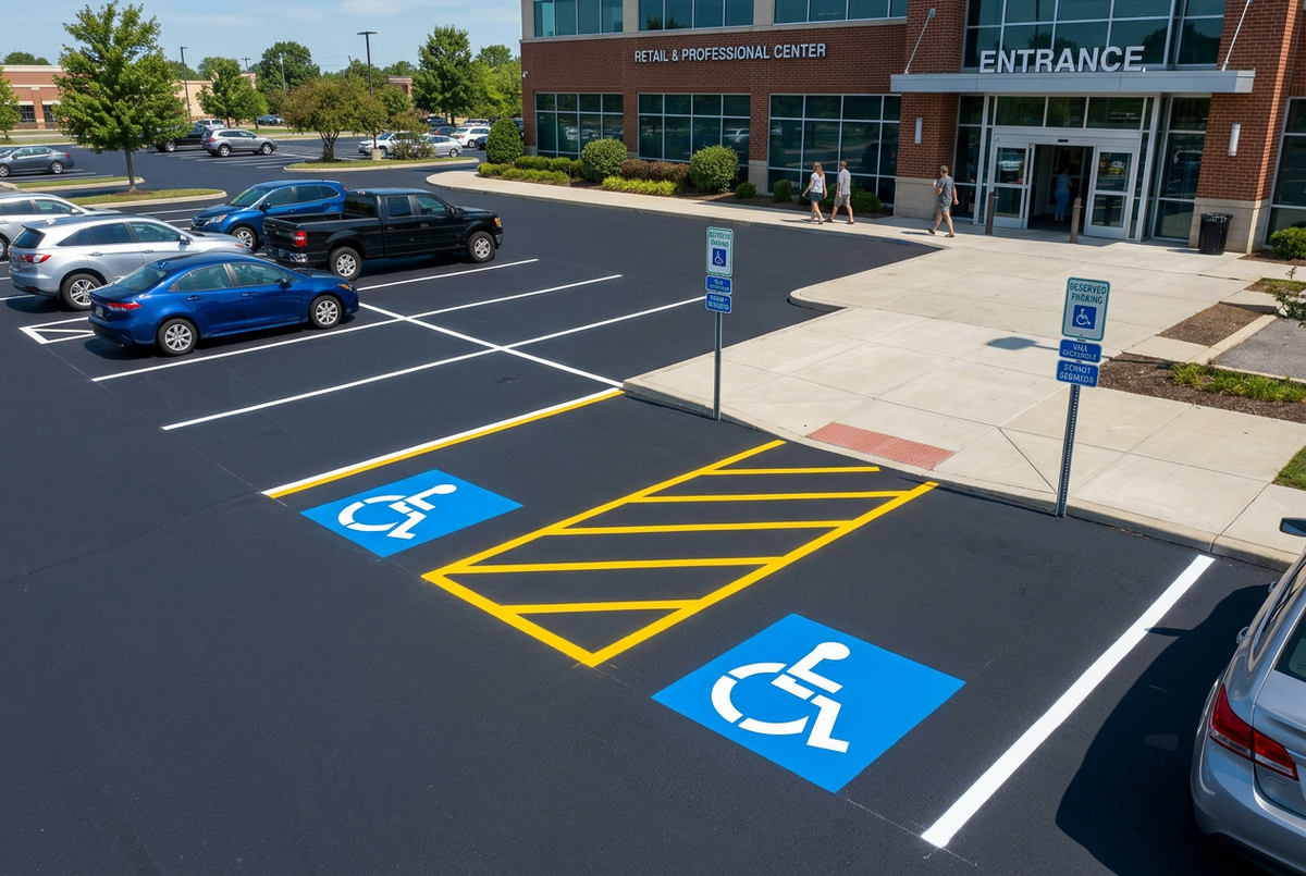Parking Lot Markings with ADA Pavement Markings
