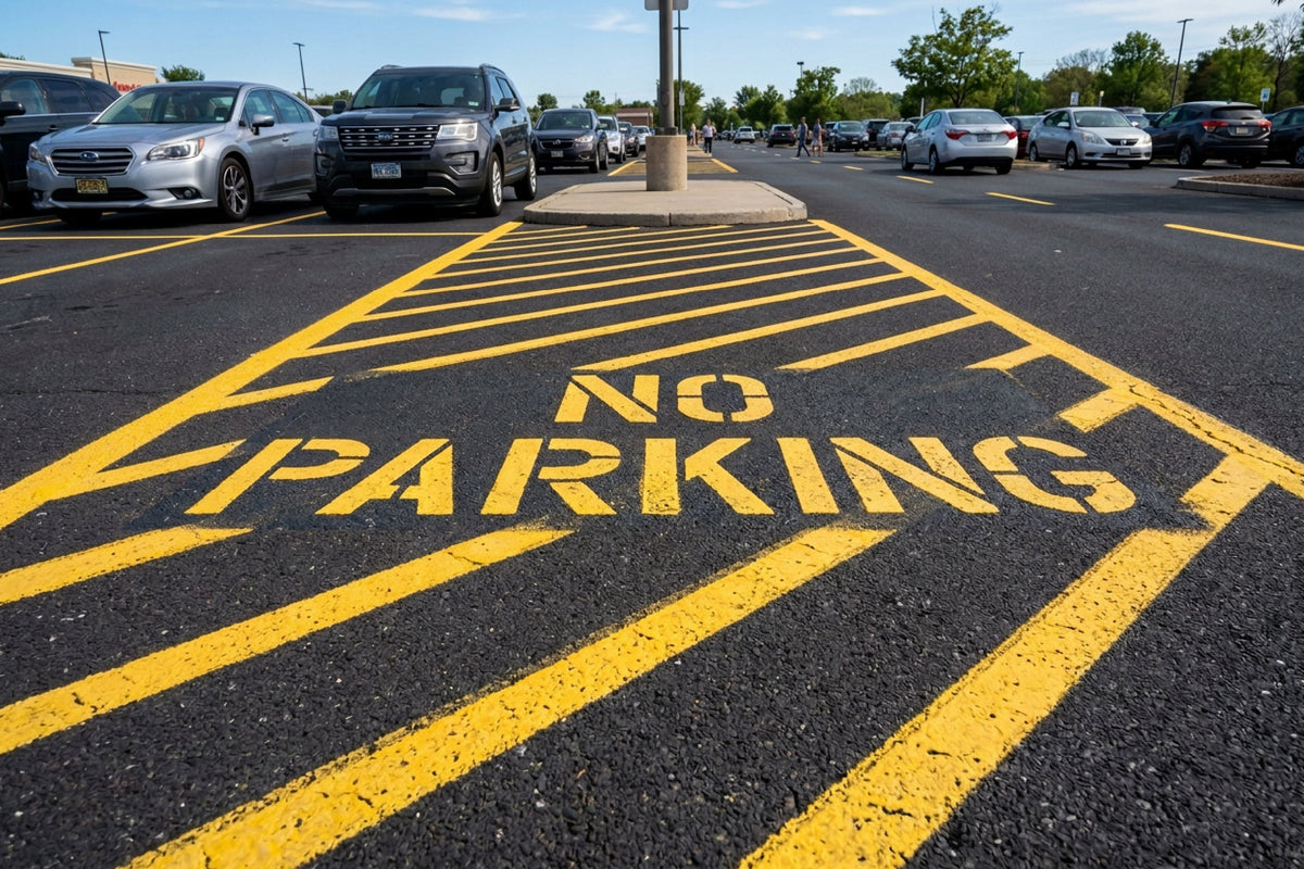 parking lot no parking area with yellow paint