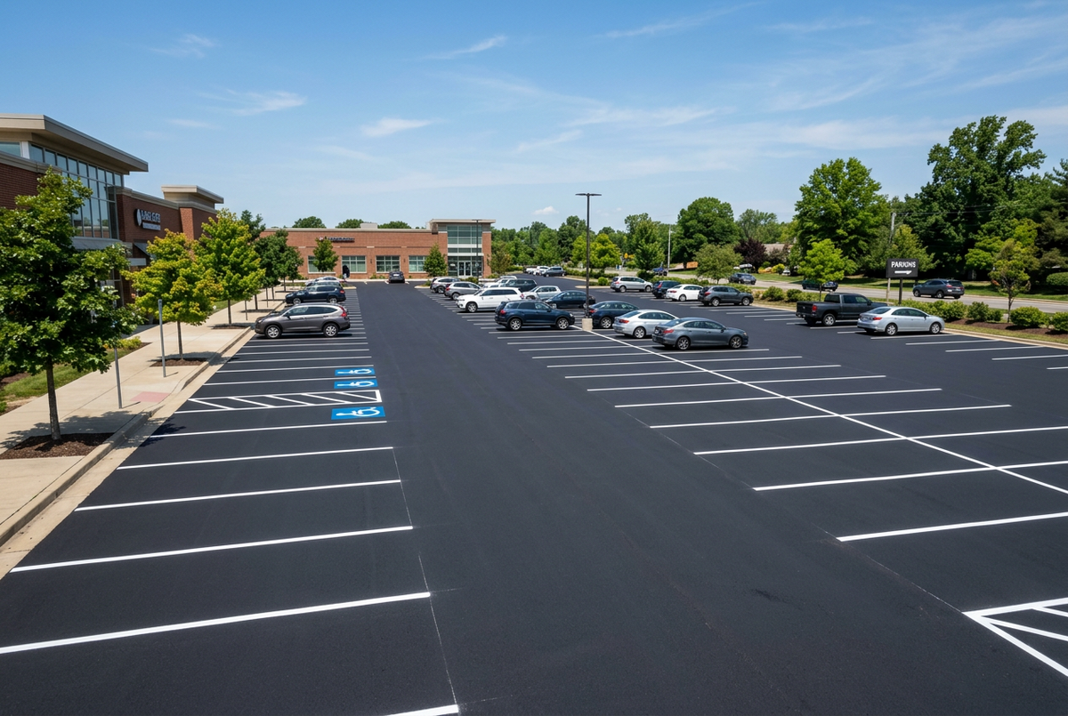 Fresh Striped Parking Lot