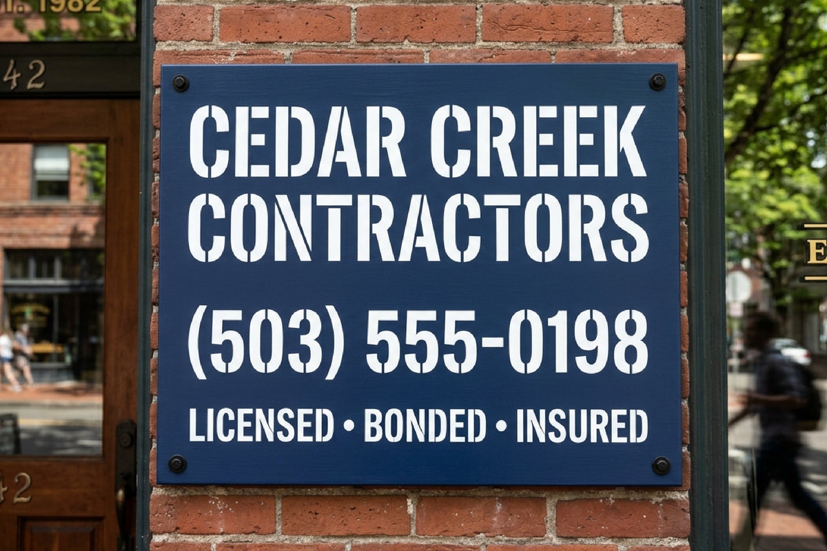 Sign with Stencil Lettering and Numbers