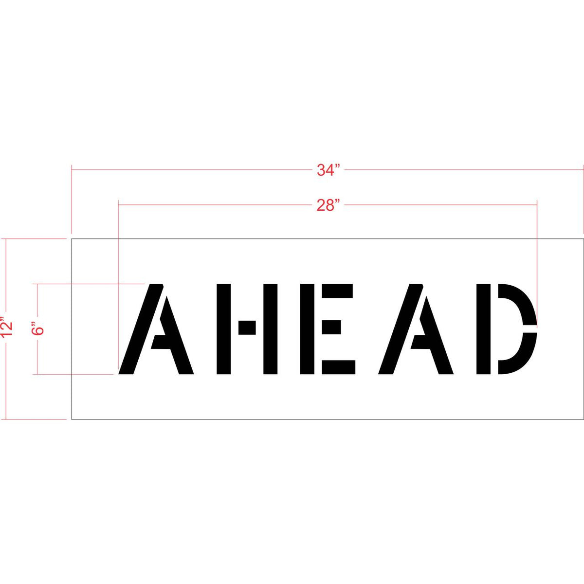 6 inch AHEAD stencil for roadway and commercial pavement traffic marking applications