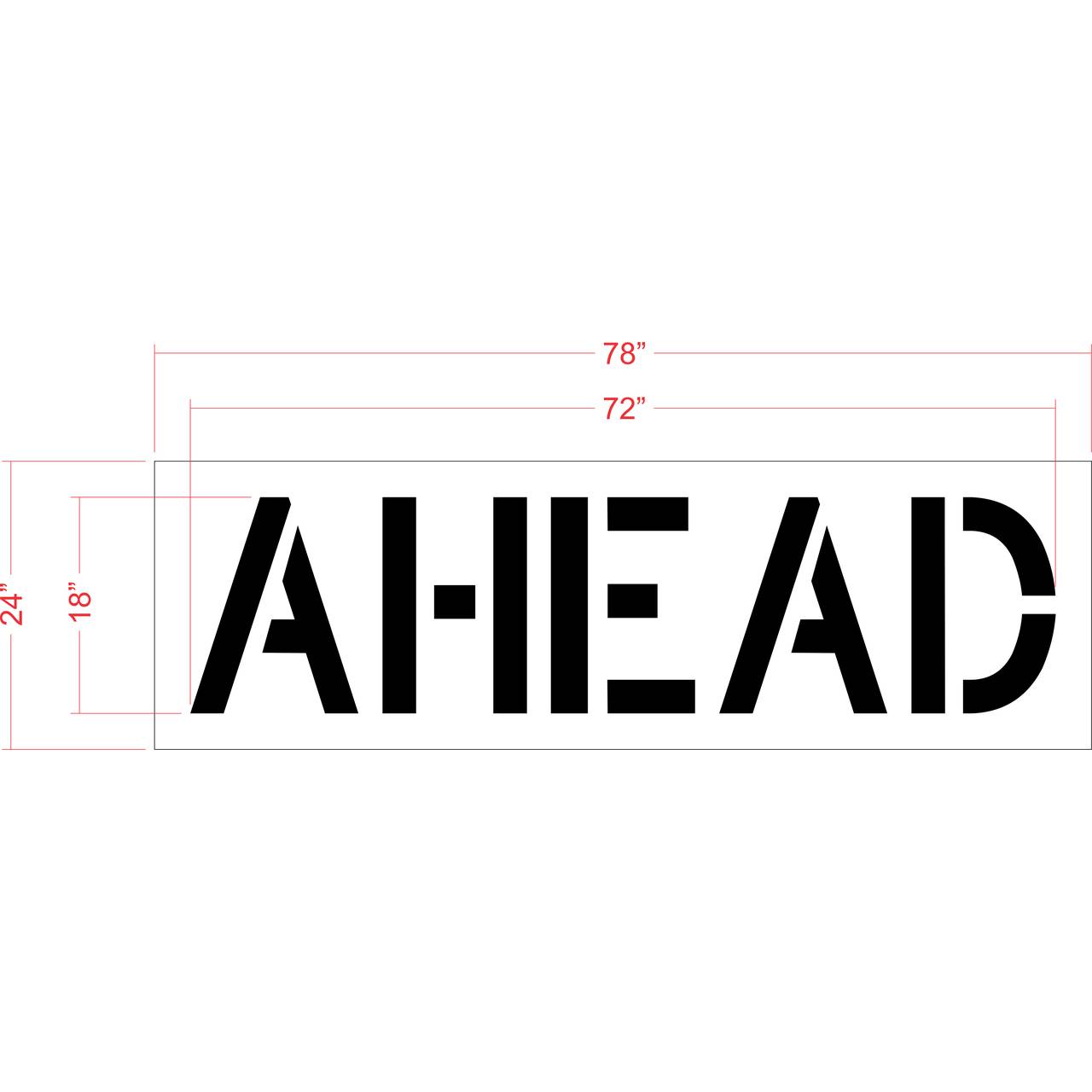 18 inch AHEAD stencil for roadway and commercial pavement traffic marking applications