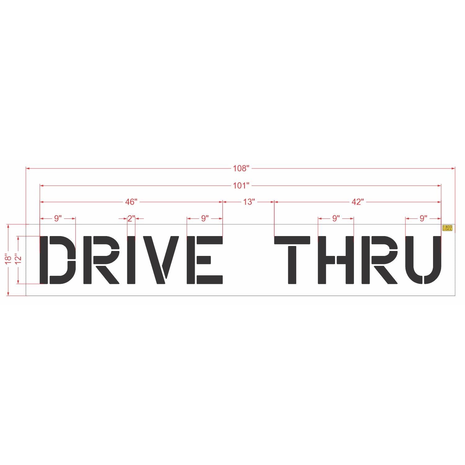 12 inch DRIVE THRU pavement marking stencil for restaurant and commercial parking lot striping applications