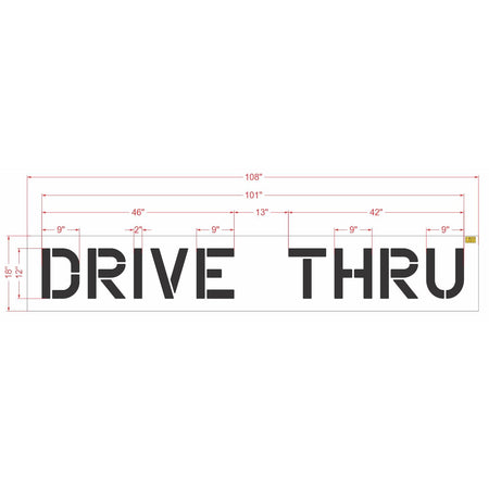 12 inch DRIVE THRU pavement marking stencil for restaurant and commercial parking lot striping applications