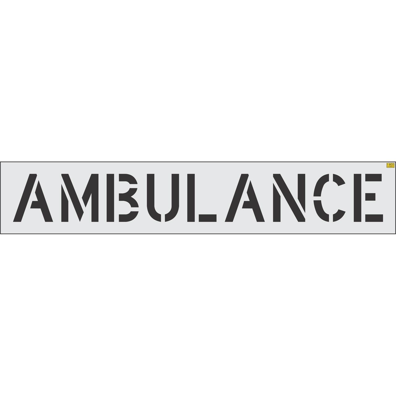 12 inch AMBULANCE pavement marking stencil for hospital emergency and healthcare facility striping applications