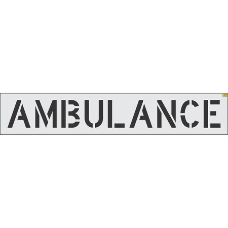 12 inch AMBULANCE pavement marking stencil for hospital emergency and healthcare facility striping applications