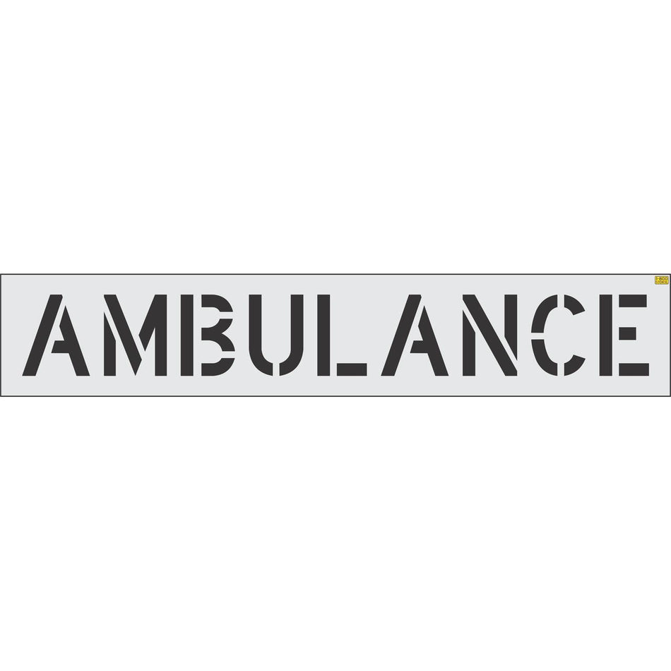 12 inch AMBULANCE pavement marking stencil for hospital emergency and healthcare facility striping applications