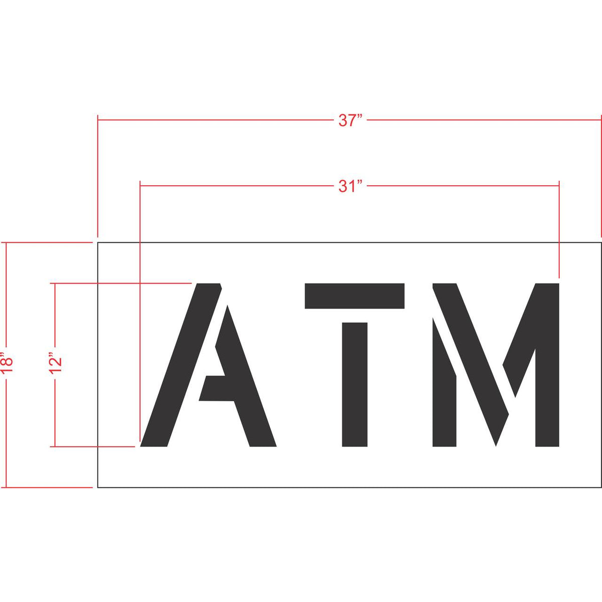 12 inch ATM pavement marking stencil for parking lot and retail property striping applications