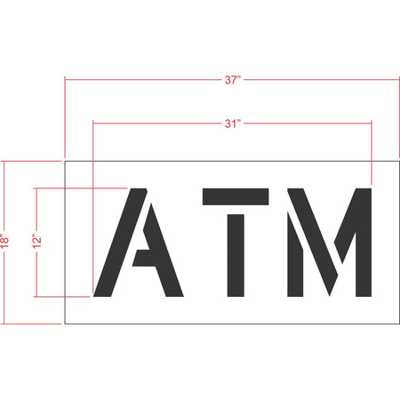 12 inch ATM pavement marking stencil for parking lot and retail property striping applications
