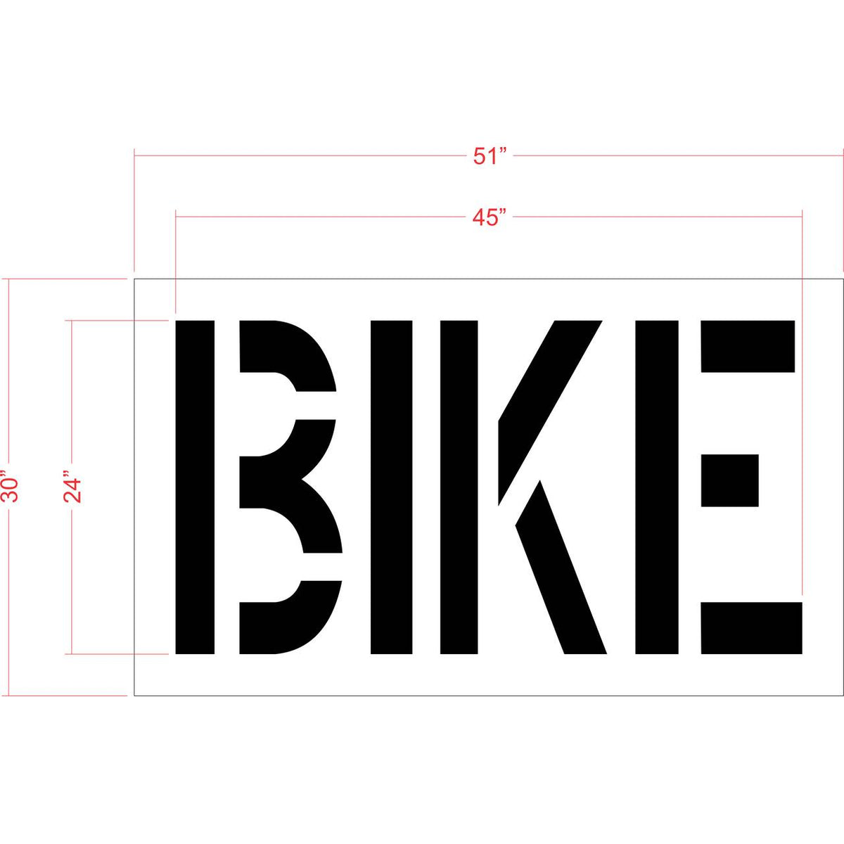 24 inch BIKE pavement marking stencil for bicycle lane and roadway striping applications