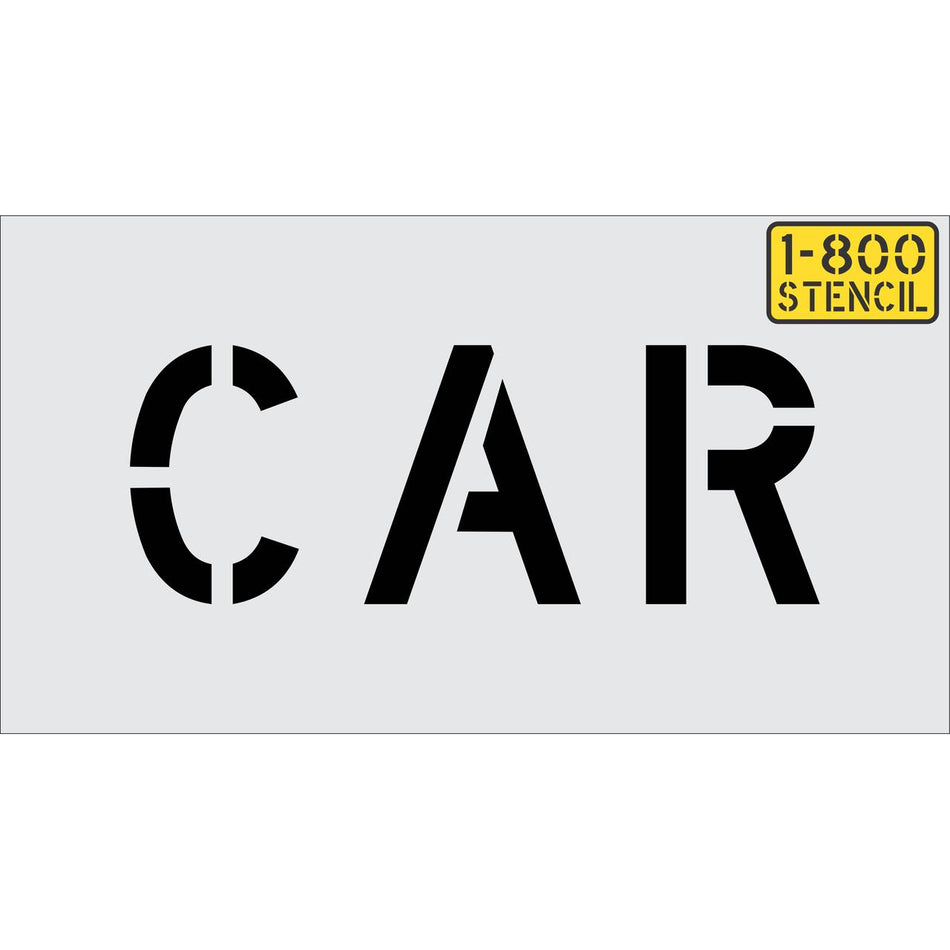 6 inch CAR pavement marking stencil for parking lot and commercial vehicle space striping applications