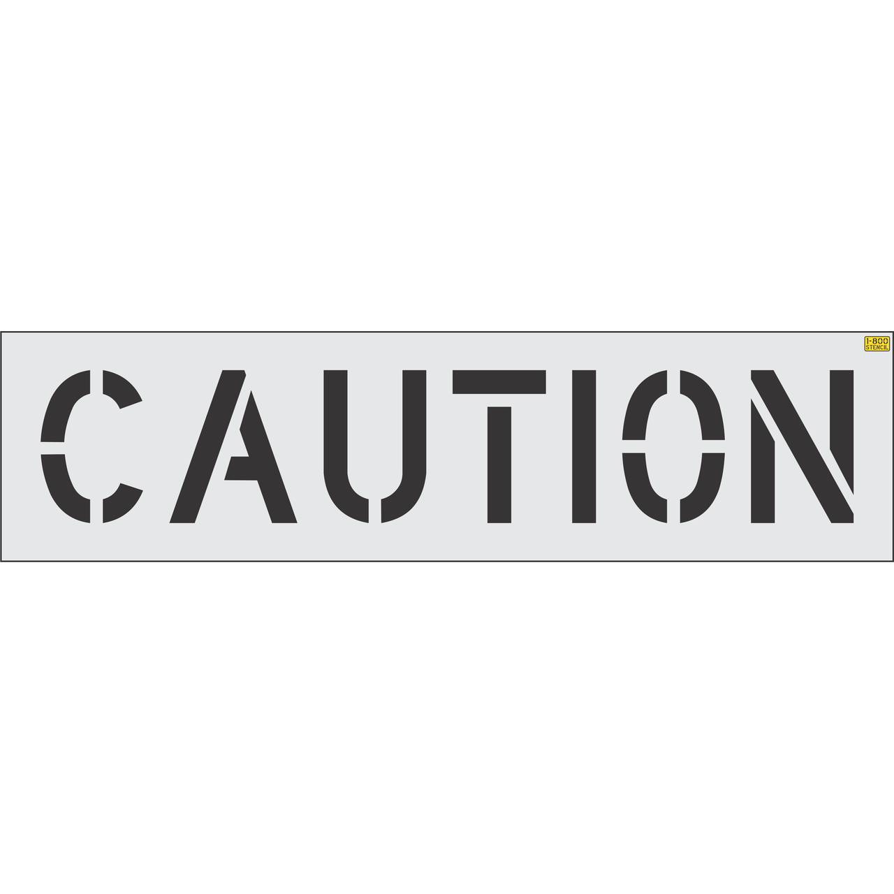 12 inch CAUTION pavement marking stencil for warehouse, industrial, and commercial safety striping applications