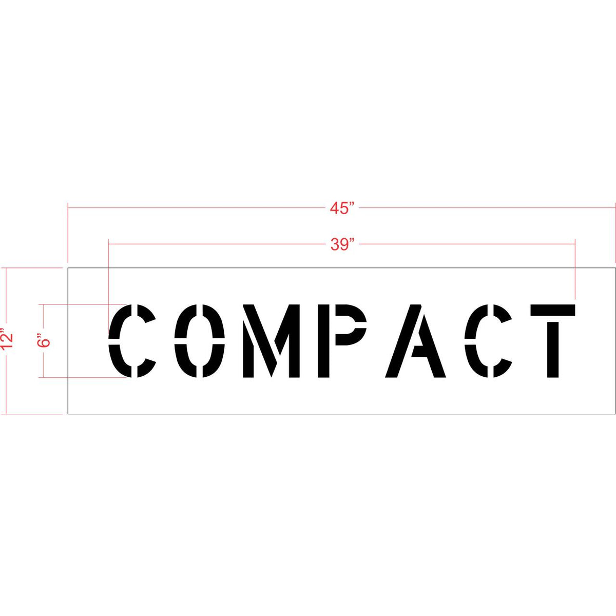 6 inch COMPACT stencil for compact parking space and curb pavement striping applications
