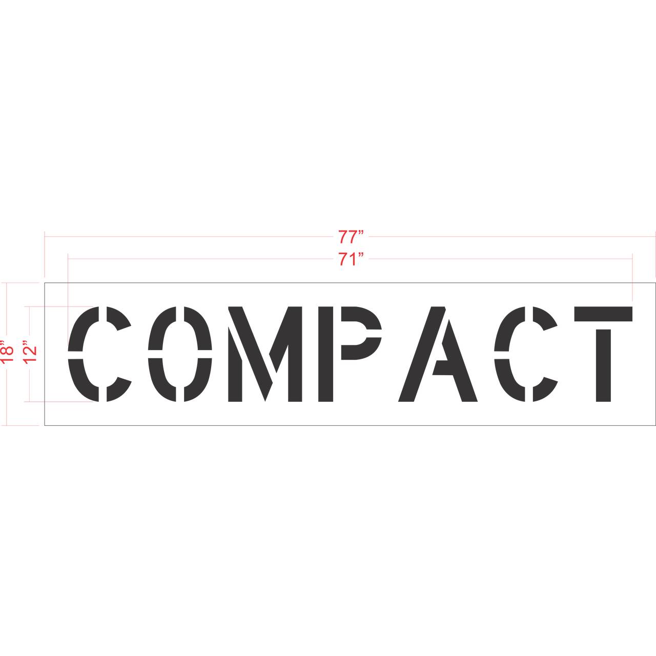 12 inch COMPACT stencil for compact parking space and commercial pavement striping applications