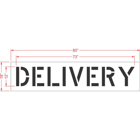 12 inch DELIVERY pavement marking stencil for loading zones and commercial parking lot striping applications