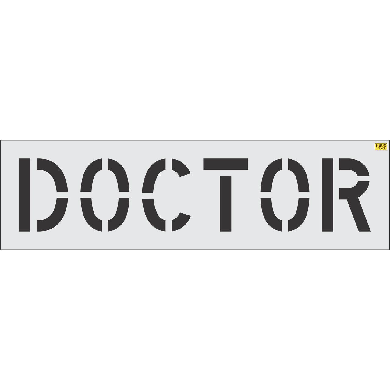 12 inch DOCTOR pavement marking stencil for medical office and healthcare facility parking lot striping applications