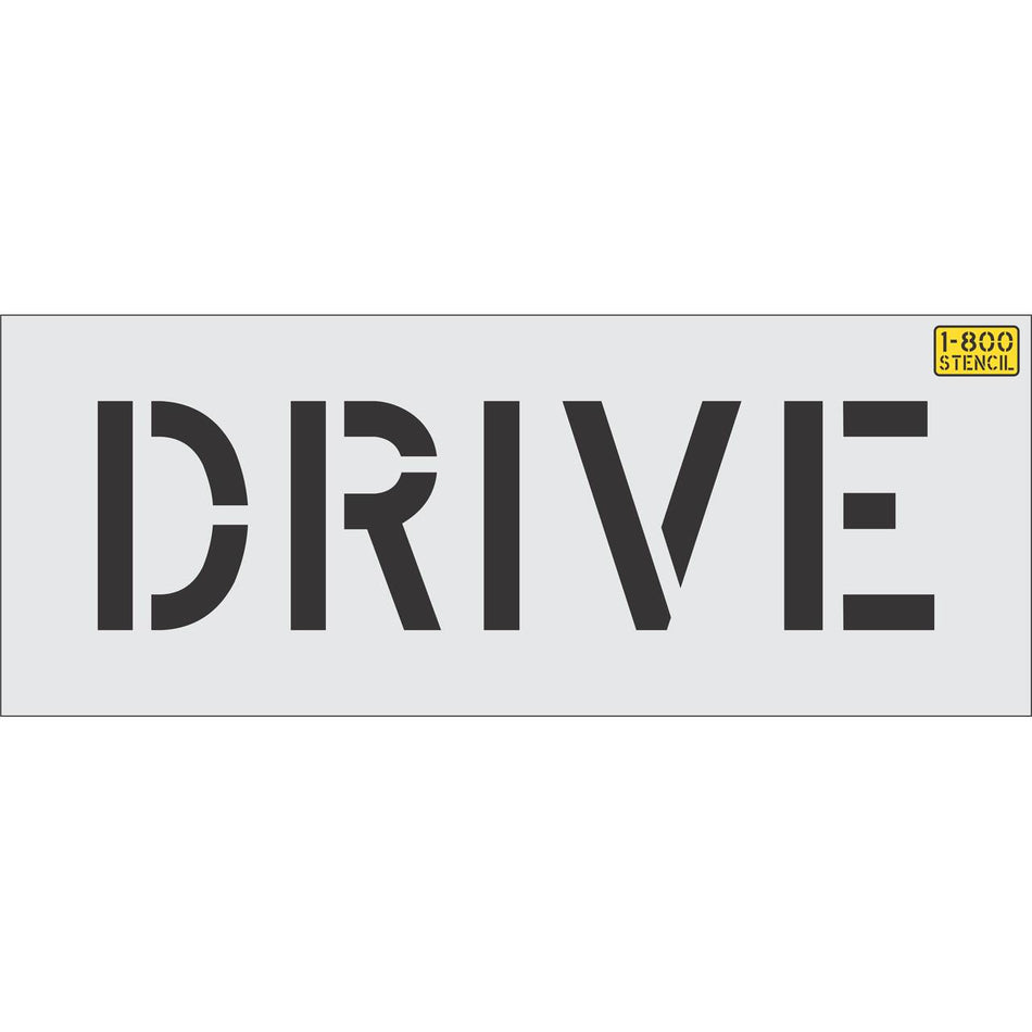 8 inch DRIVE pavement marking stencil for parking lot and commercial drive lane striping applications