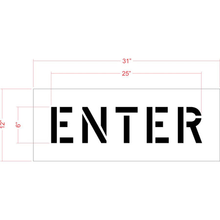 12 inch ENTER stencil for small-format parking lot and roadway directional pavement striping applications