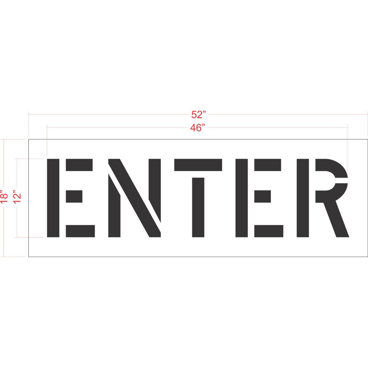 12 inch ENTER stencil for small-format parking lot and roadway directional pavement striping applications