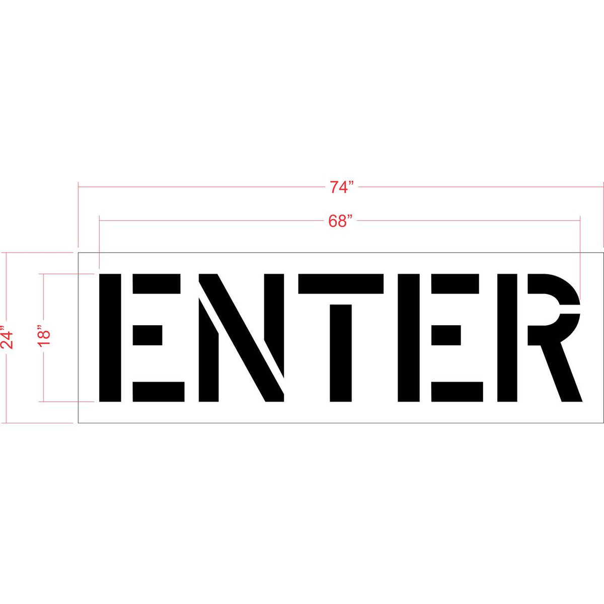 18 inch ENTER stencil for parking lot and roadway directional pavement striping applications