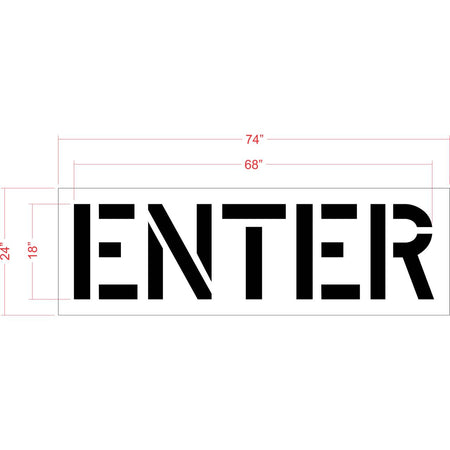 18 inch ENTER stencil for parking lot and roadway directional pavement striping applications