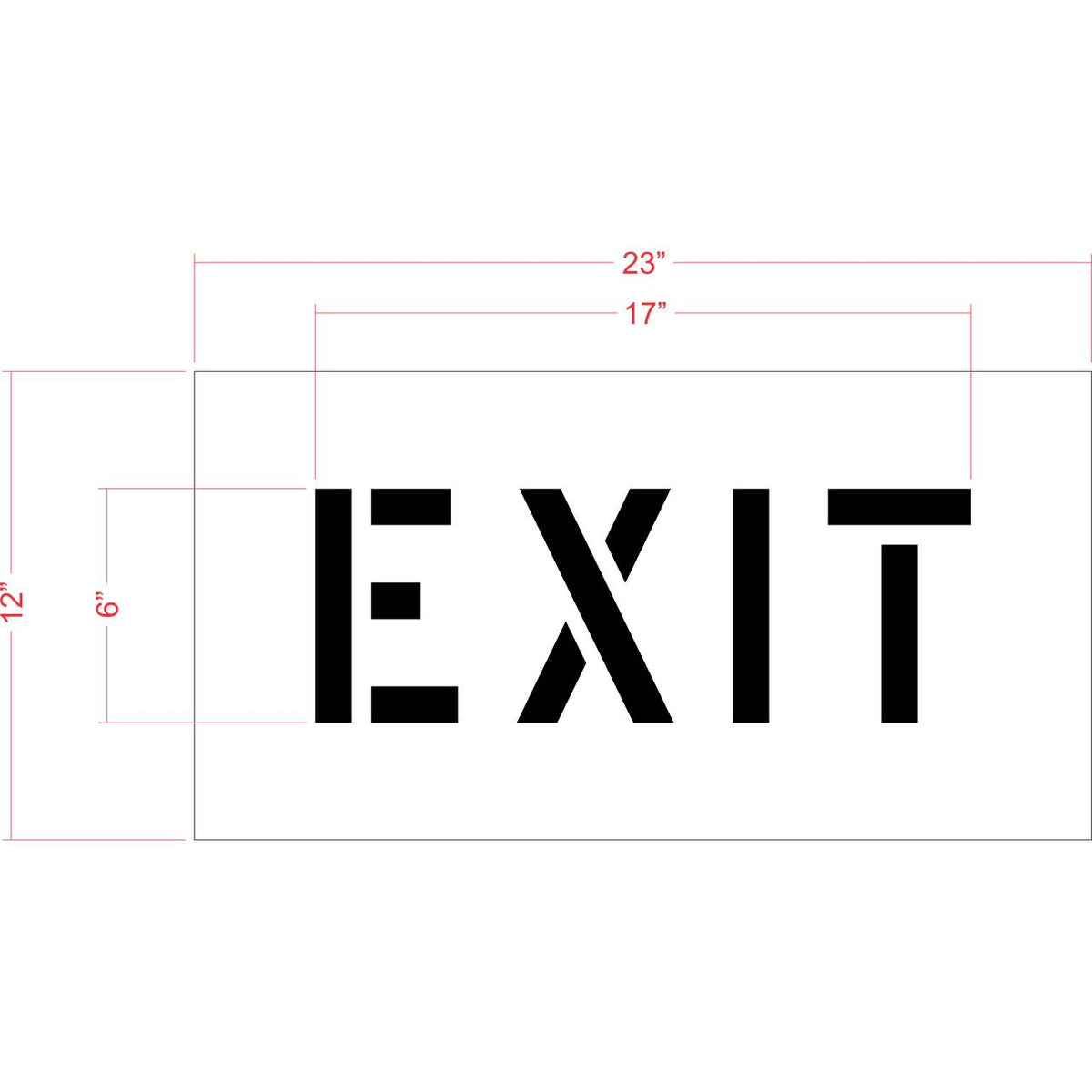 6 inch EXIT stencil for small-format parking lot and roadway directional pavement striping applications