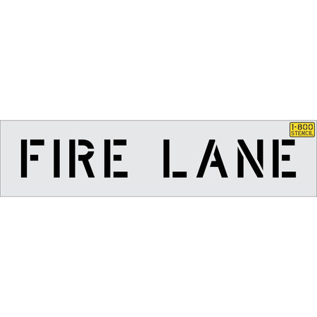 6 inch FIRE LANE stencil for curb, parking lot, and municipal pavement marking applications