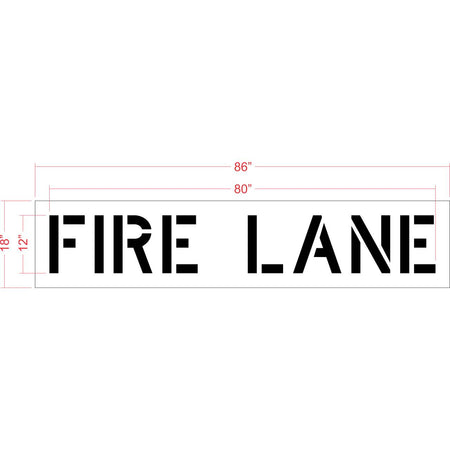 12 inch FIRE LANE stencil for parking lot and municipal pavement marking applications