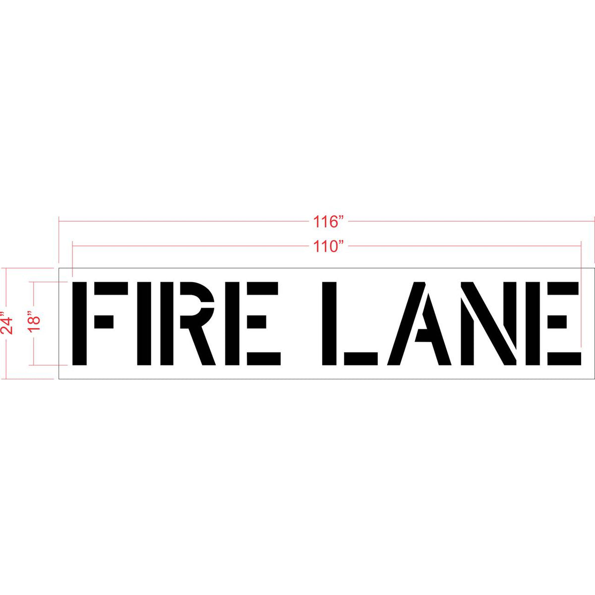 18 inch FIRE LANE pavement marking stencil for parking lot and commercial fire lane striping applications