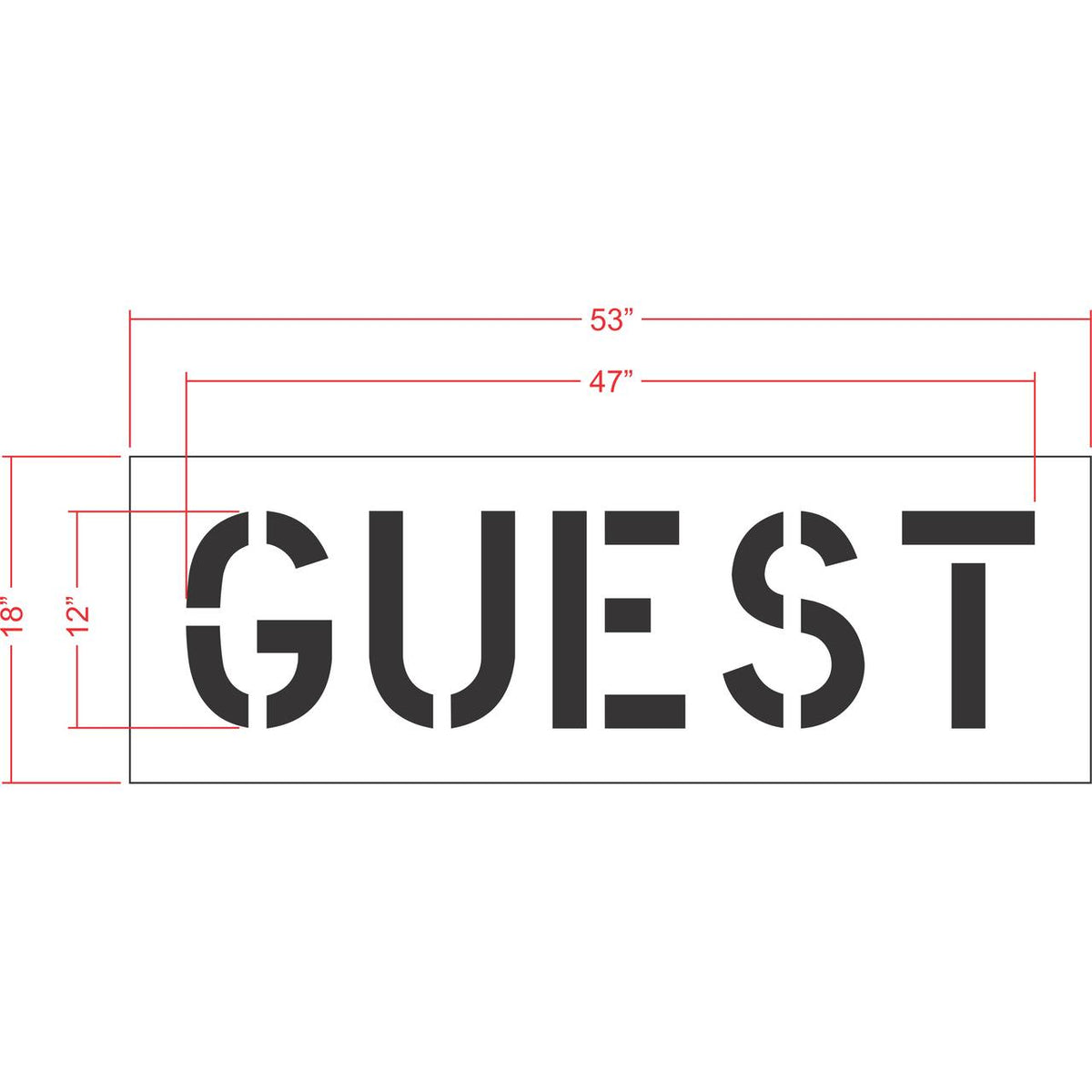 12" GUEST Stencil - High-quality stencil for pavement marking, durable and reusable