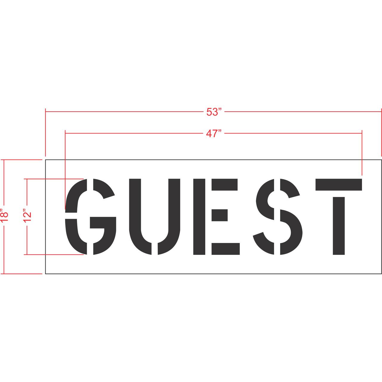 12" GUEST Stencil - High-quality stencil for pavement marking, durable and reusable