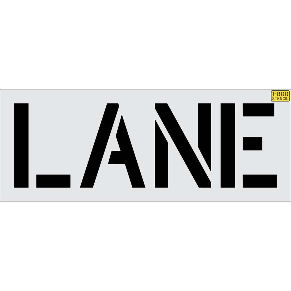 18 inch LANE stencil for roadway and parking lot pavement marking applications