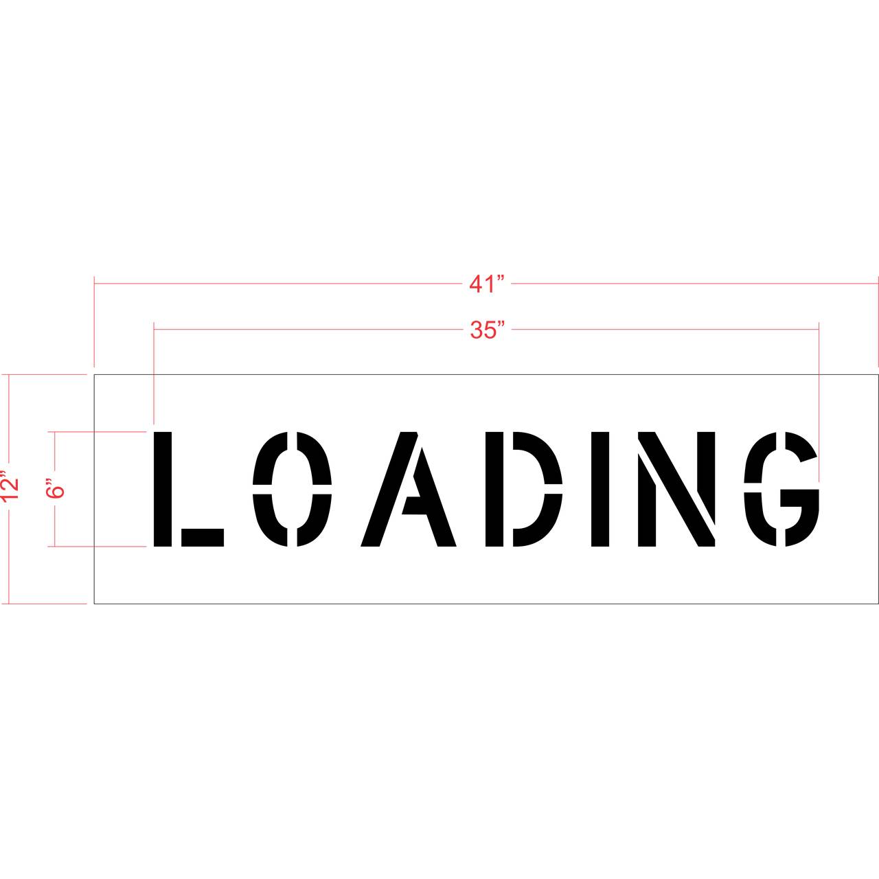 6 inch LOADING stencil for small-format loading zone and delivery pavement striping applications