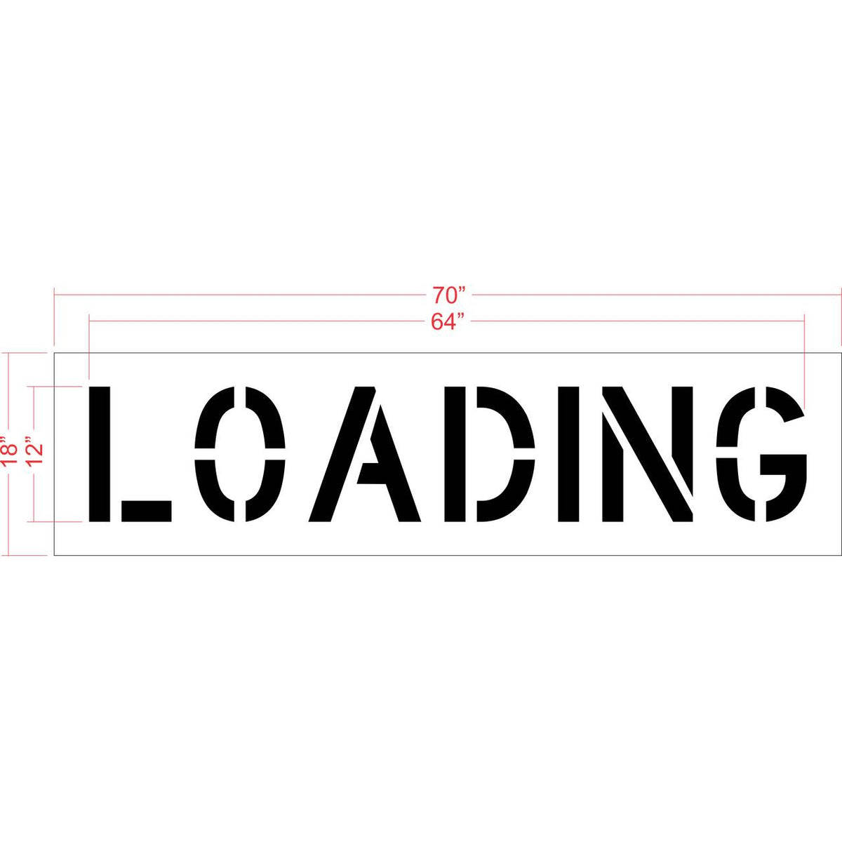12 inch LOADING stencil for loading zone and commercial delivery pavement striping applications