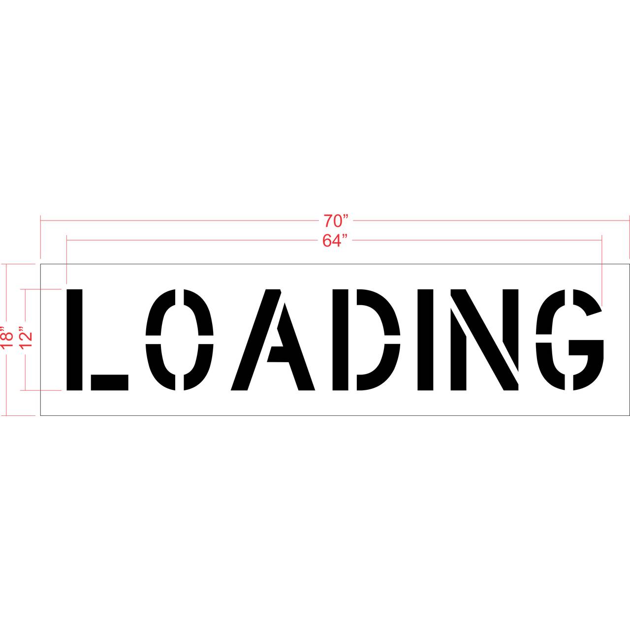 12 inch LOADING stencil for loading zone and commercial delivery pavement striping applications