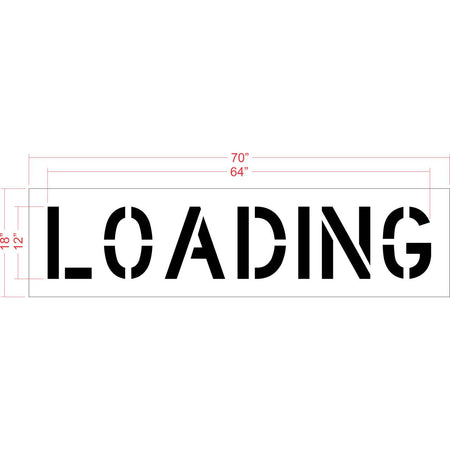 12 inch LOADING stencil for loading zone and commercial delivery pavement striping applications