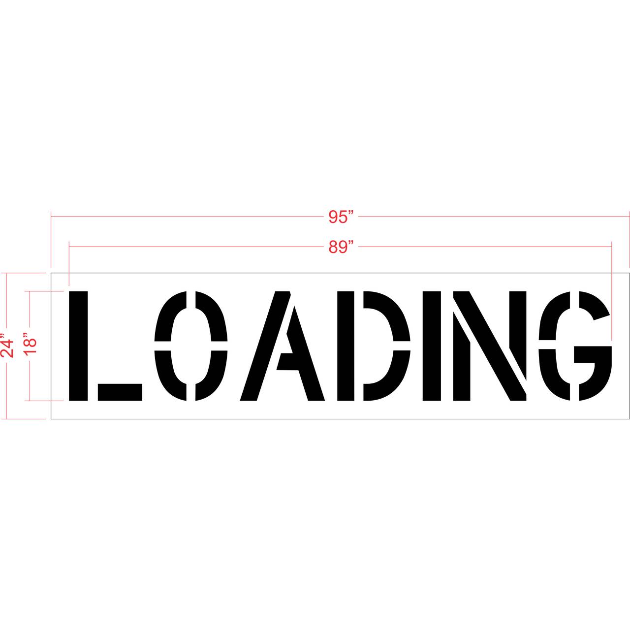 18 inch LOADING stencil for loading zone and commercial delivery pavement striping applications