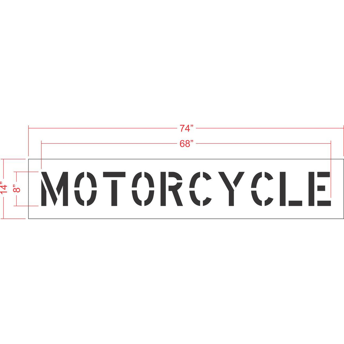 8 inch MOTORCYCLE pavement marking stencil for designated motorcycle parking space striping applications