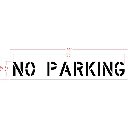 12 inch NO PARKING stencil for parking lot and curb pavement marking applications