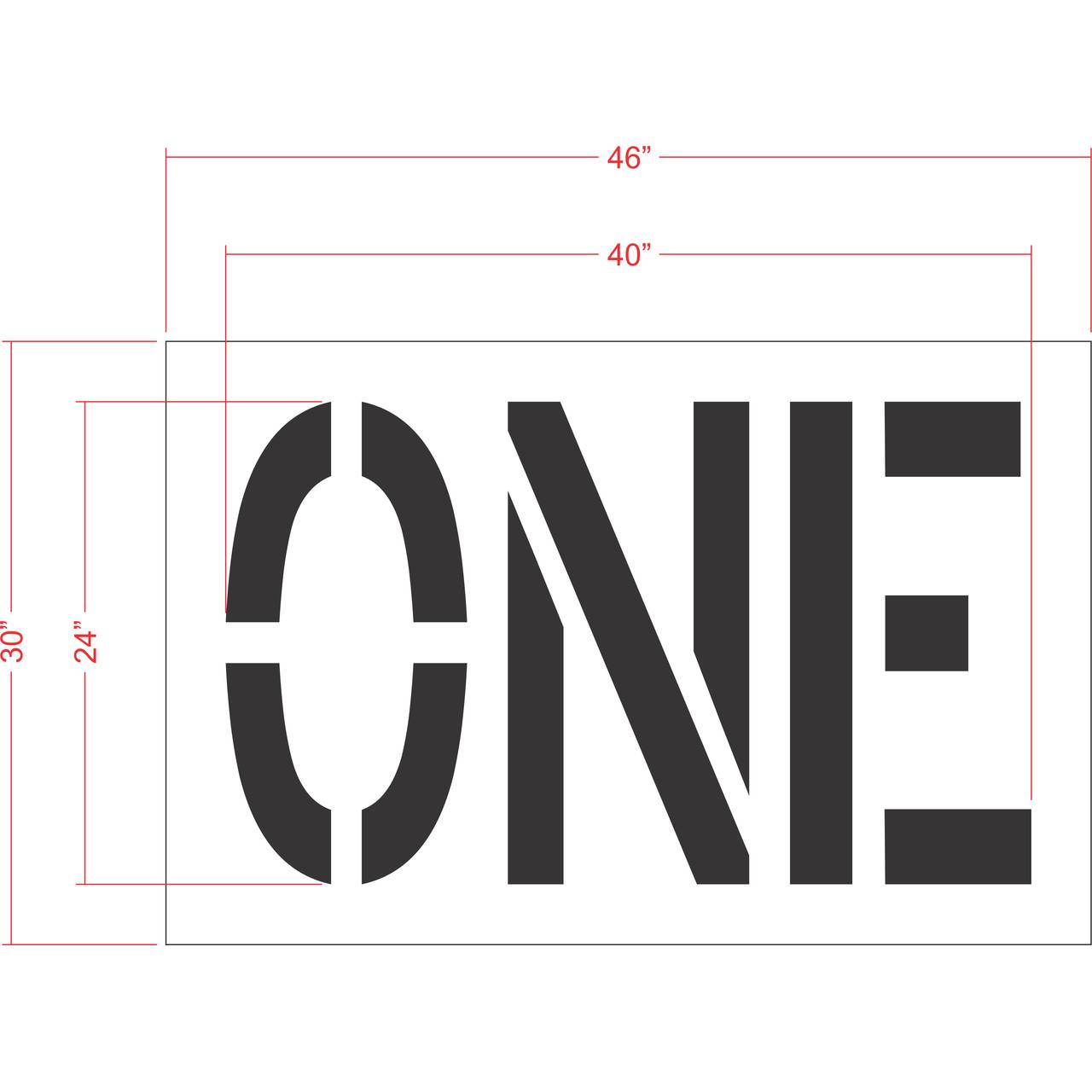 24 inch ONE stencil for directional roadway and parking lot pavement striping applications