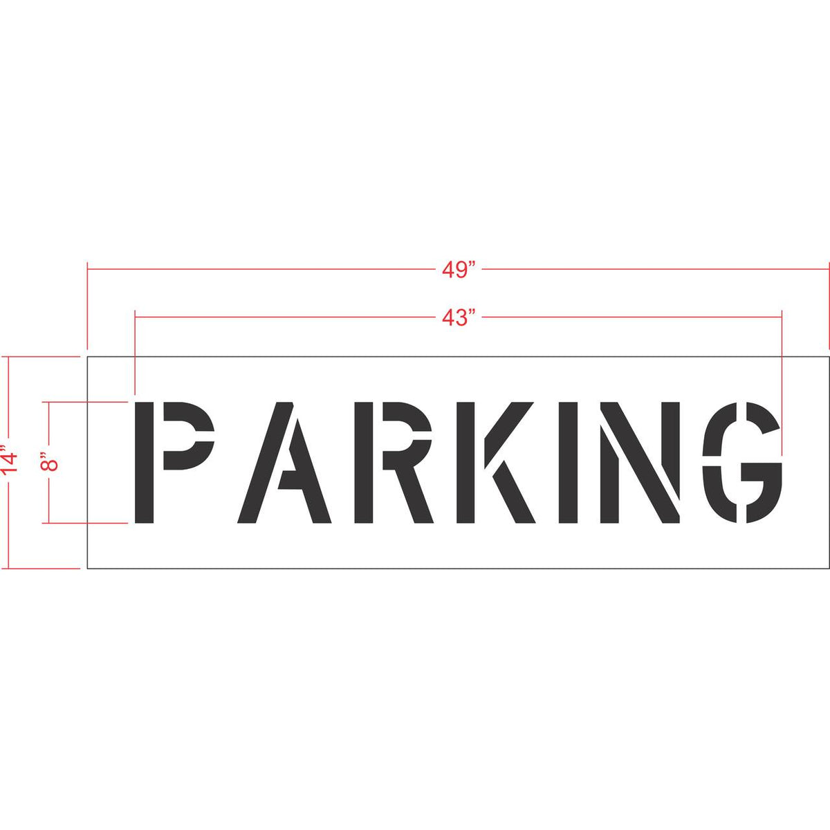 8 inch PARKING pavement marking stencil for parking lot and commercial property striping applications