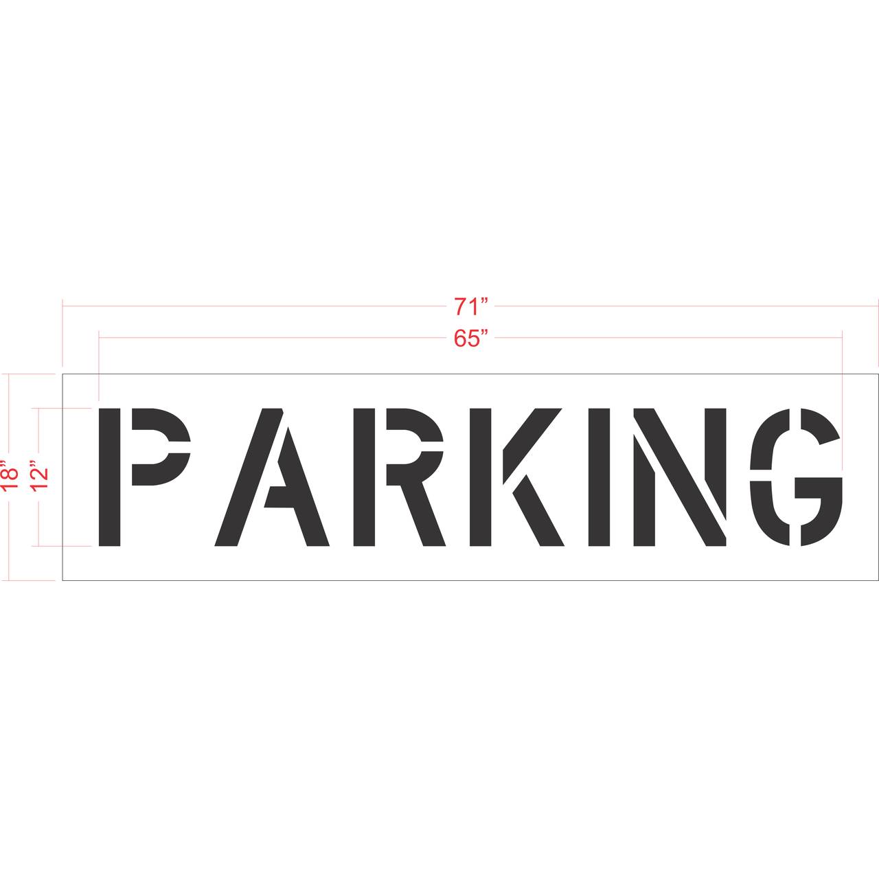 18 inch PARKING stencil for commercial parking lot and roadway pavement striping applications