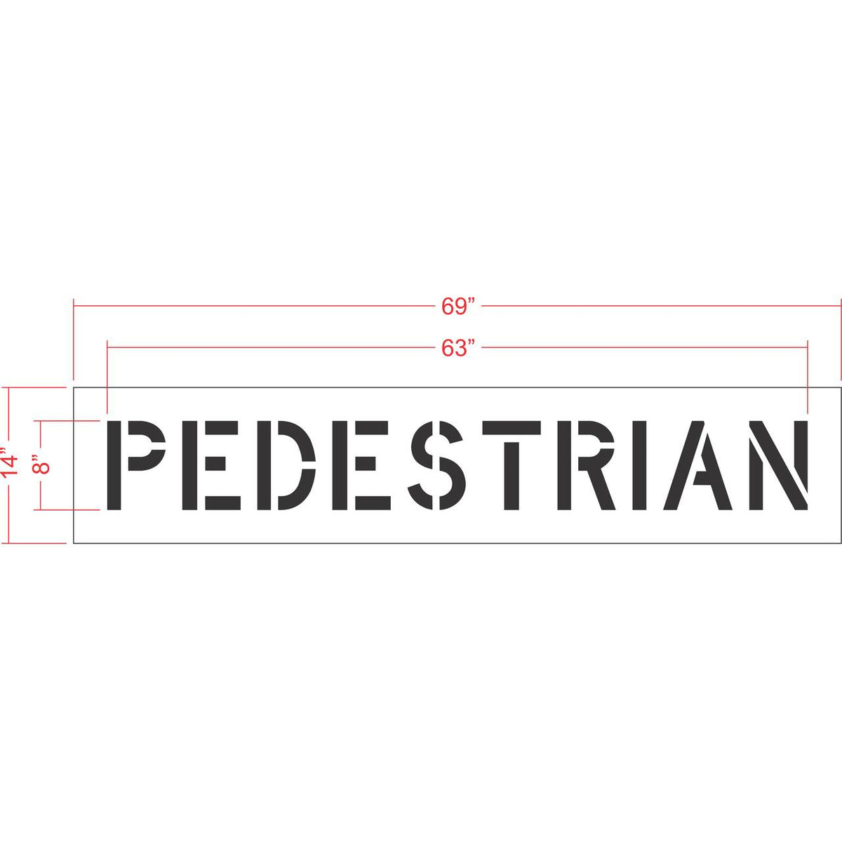 8 inch PEDESTRIAN pavement marking stencil for walkway and parking lot safety striping applications