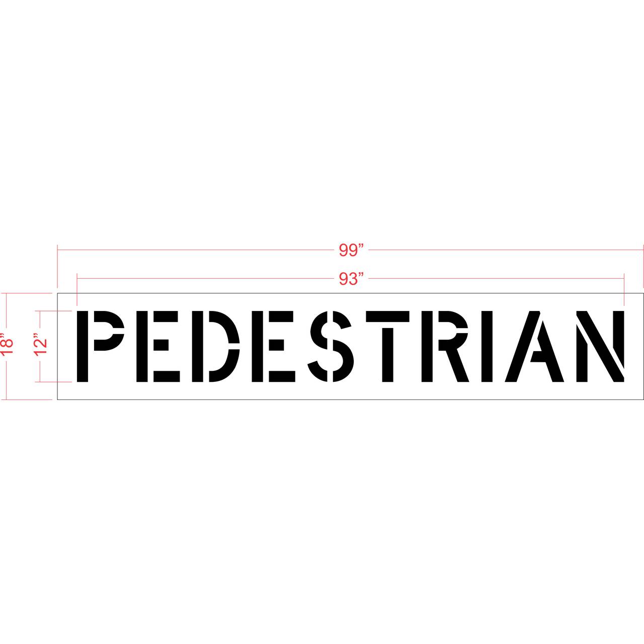 12 inch PEDESTRIAN stencil for crosswalk, roadway, and parking lot pavement safety striping applications