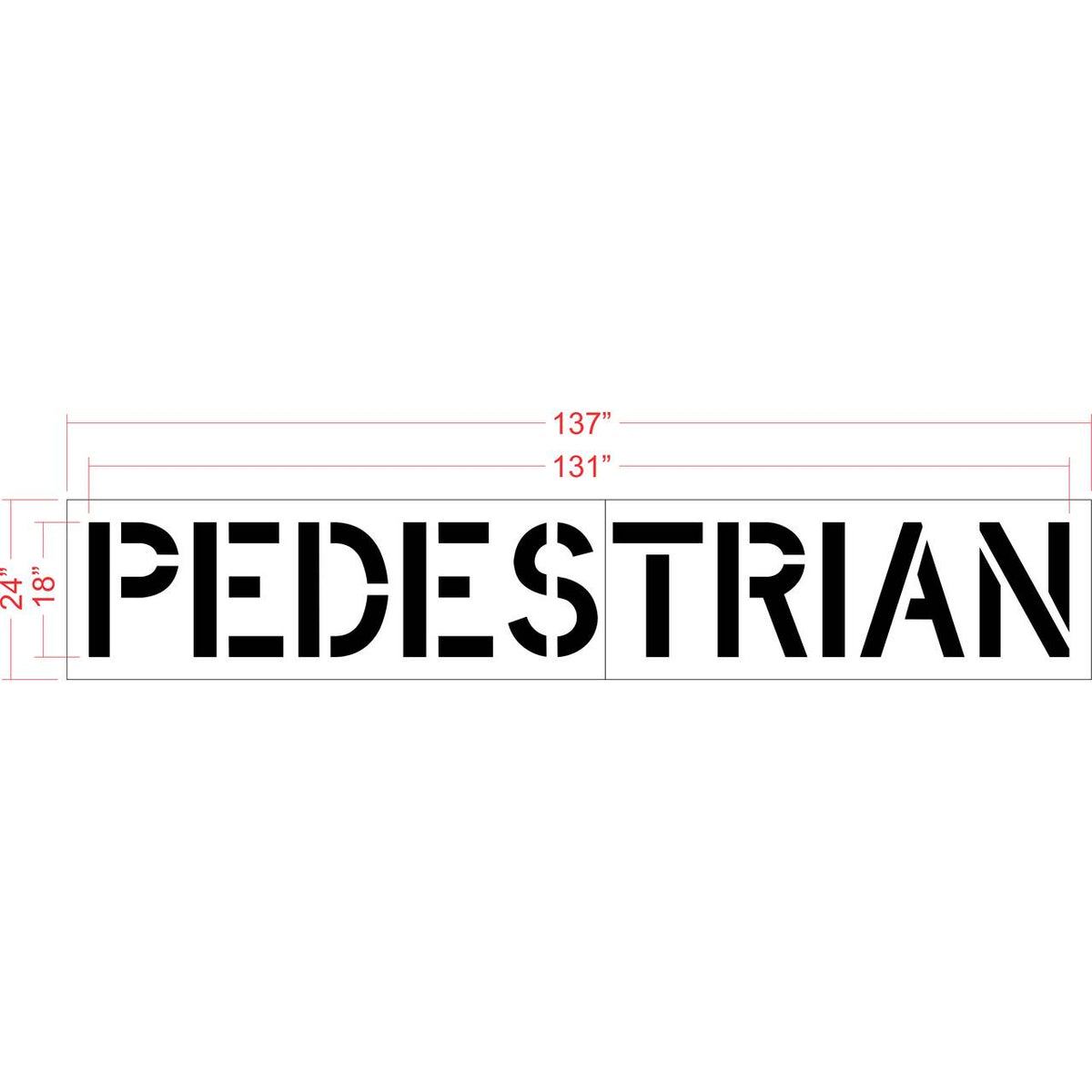 18 inch PEDESTRIAN pavement marking stencil for crosswalk and roadway safety striping applications