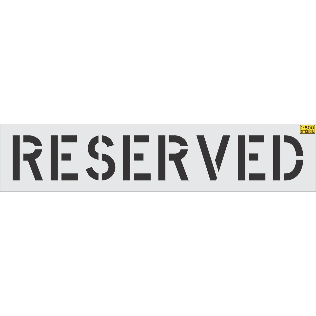 12 inch RESERVED pavement marking stencil for parking lot and commercial space designation striping applications