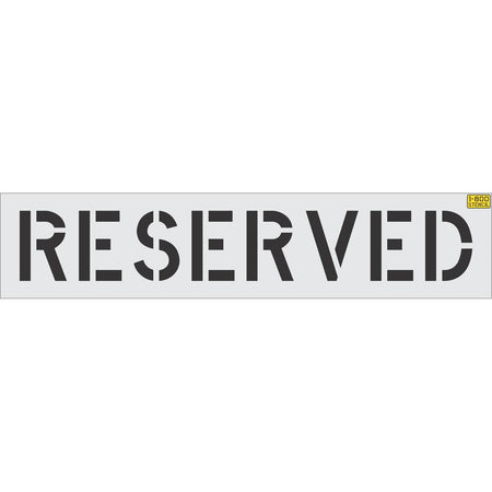 12 inch RESERVED pavement marking stencil for parking lot and commercial space designation striping applications