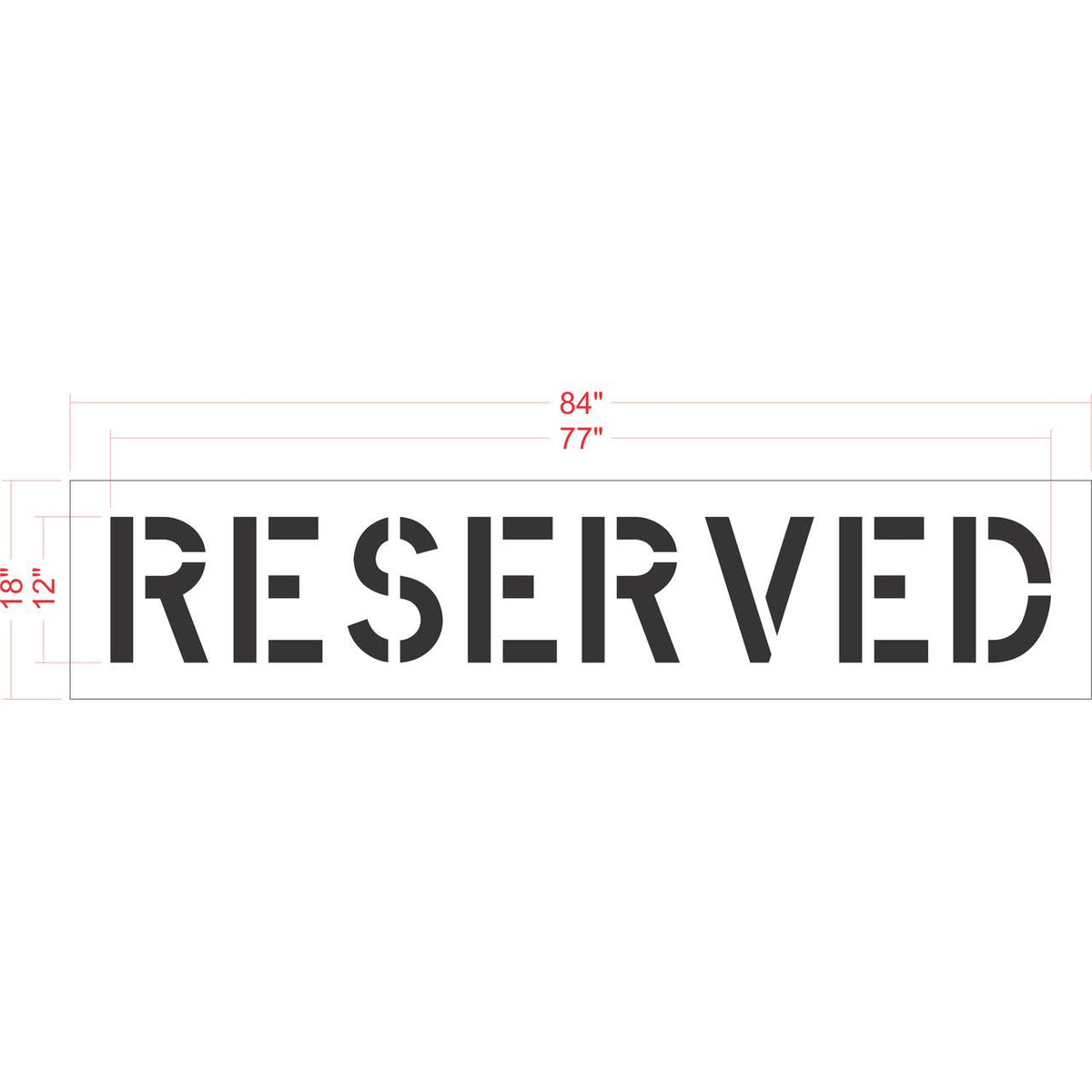 12 inch RESERVED pavement marking stencil for parking lot and commercial space designation striping applications